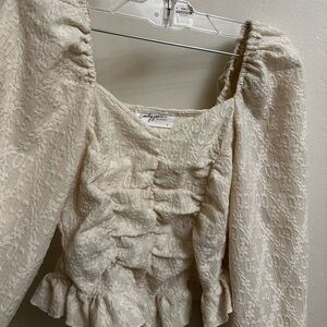 Carly Jean Los Angeles Ivory Textured Blouse